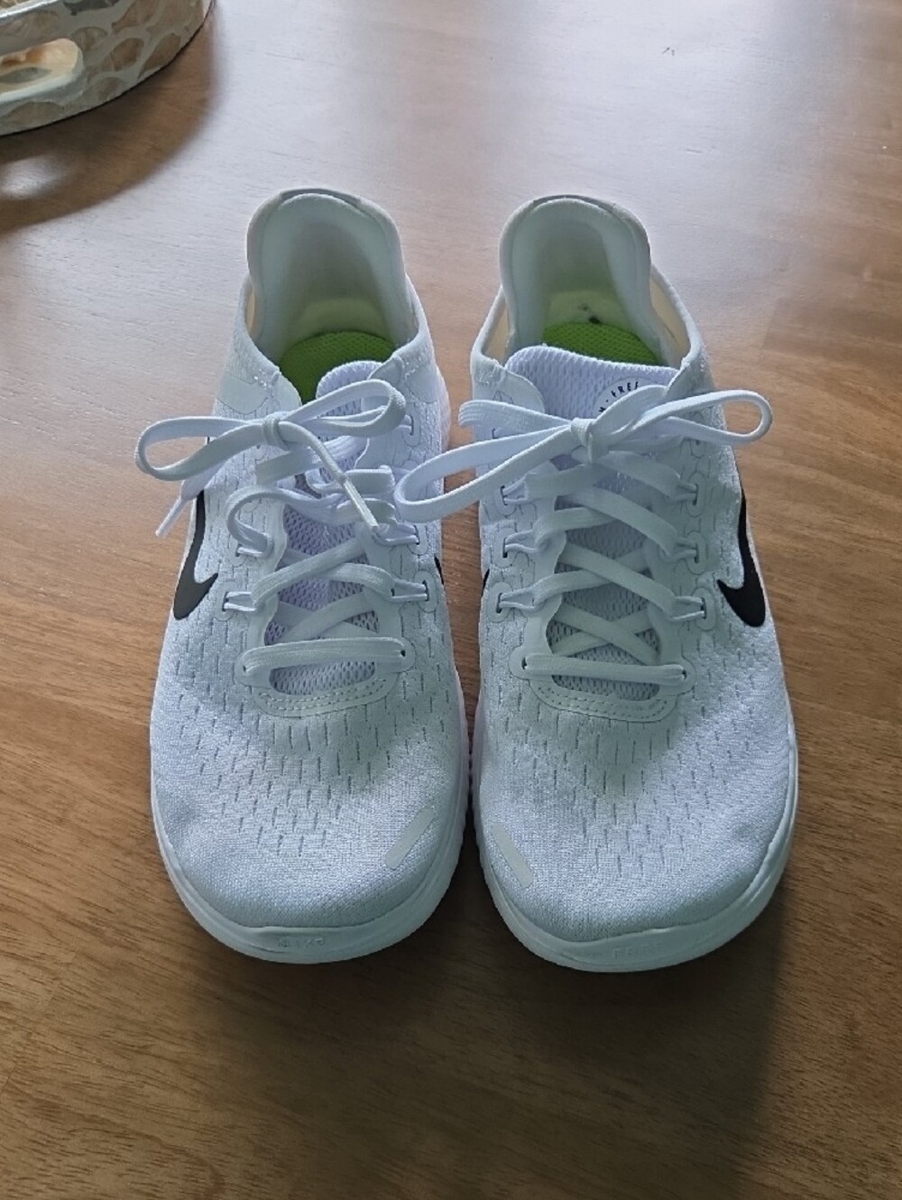 Nike Kids White Sneakers with Black Swoosh - Picture 2 of 5